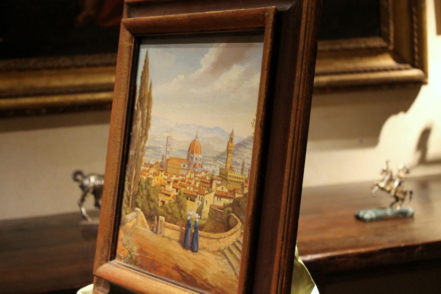 Italian Realist Style Oil on Wood Panel Painting Landscape View of Florence  3