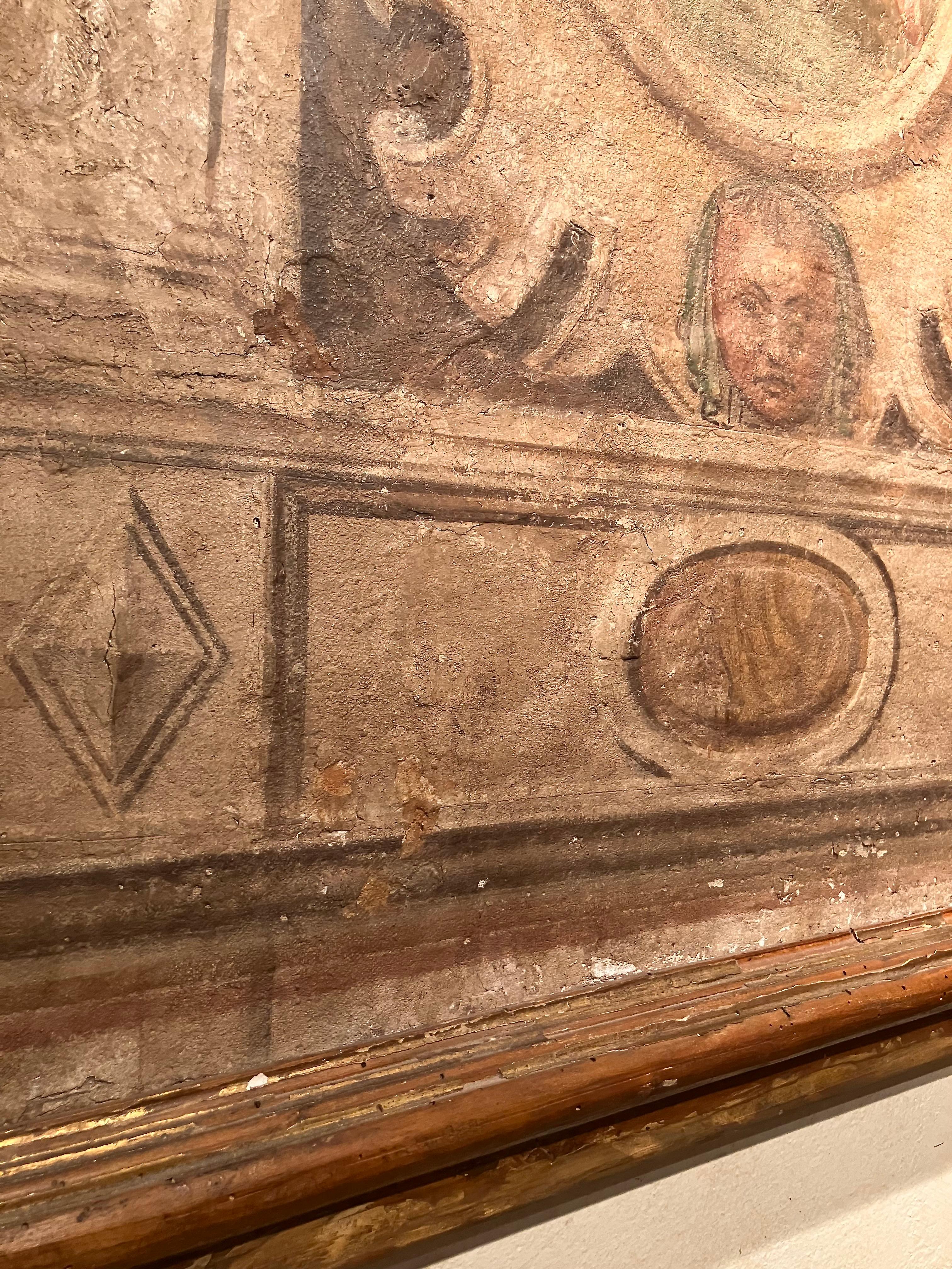 Italian Renaissance Egg Tempera Fresco on Canvas, The Temptation of Adam and Eve 6