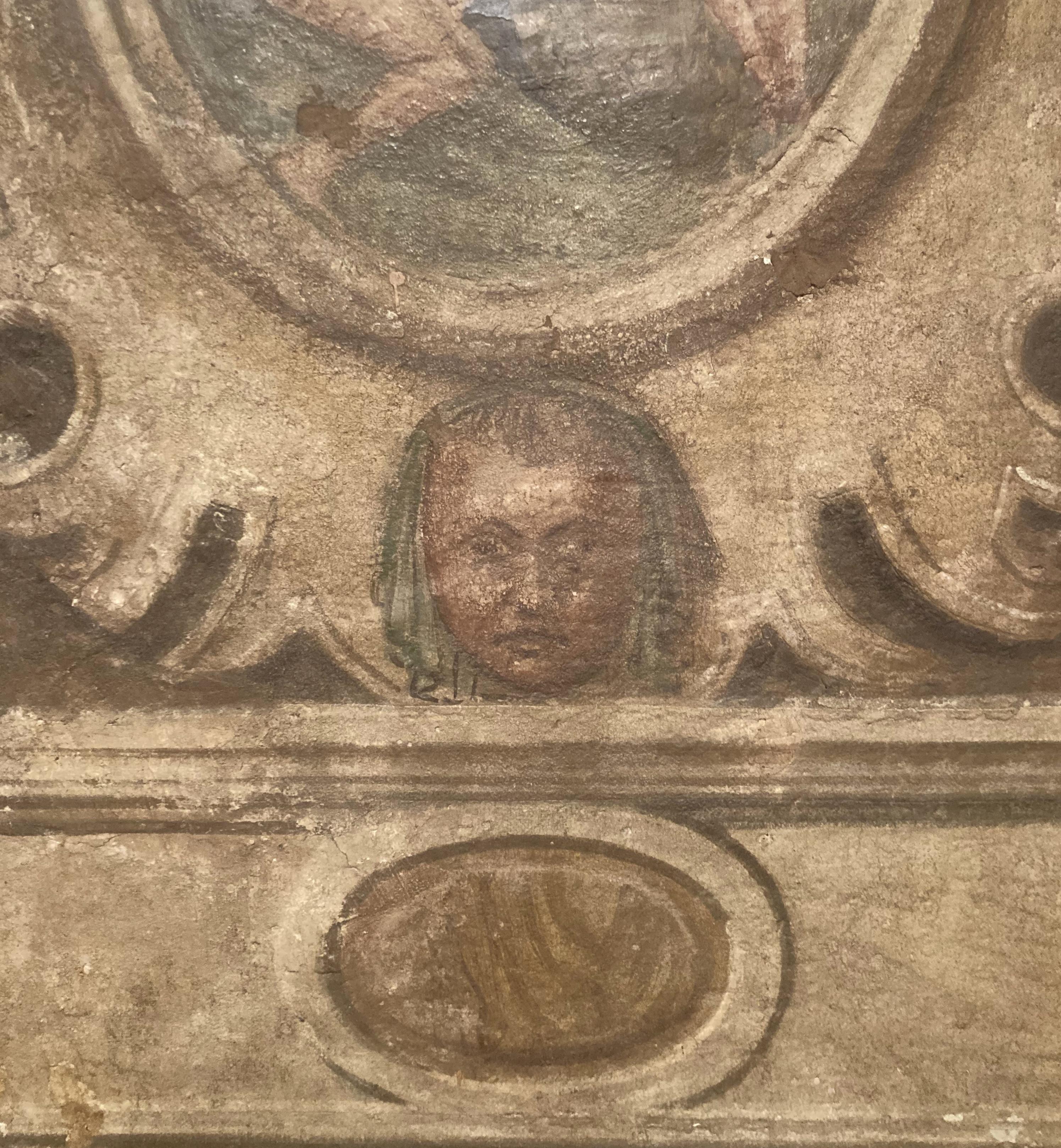 Italian Renaissance Egg Tempera Fresco on Canvas, The Temptation of Adam and Eve For Sale 6