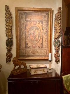 Italian Renaissance Egg Tempera Fresco on Canvas, The Temptation of Adam and Eve