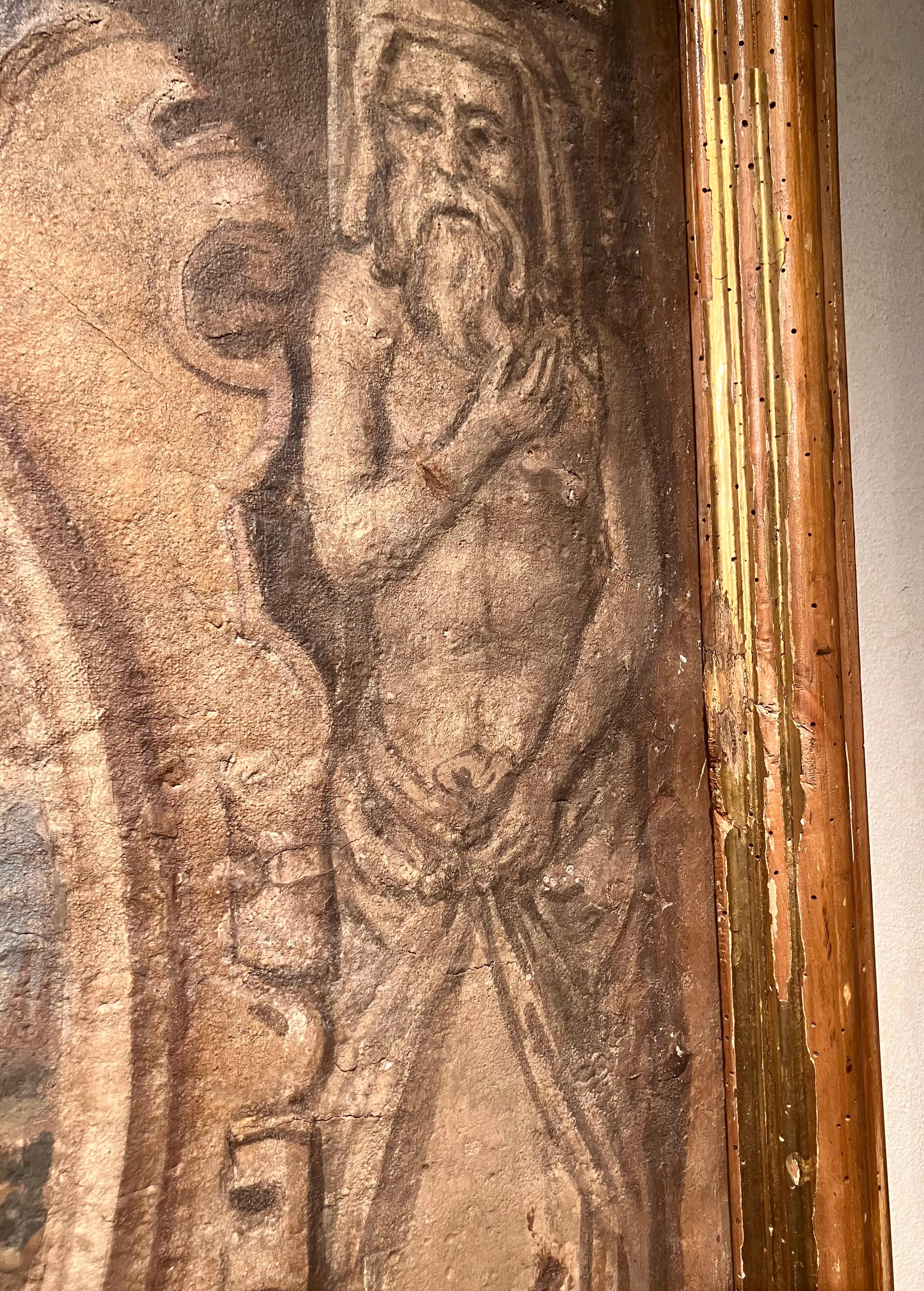 Italian Renaissance Egg Tempera Fresco on Canvas, The Temptation of Adam and Eve 5