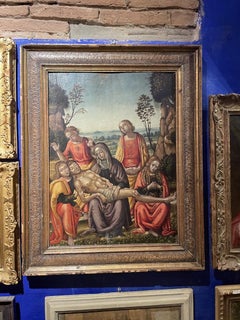 Italian Renaissance Painting on Panel. Pietà. Italian School. Early 1500s