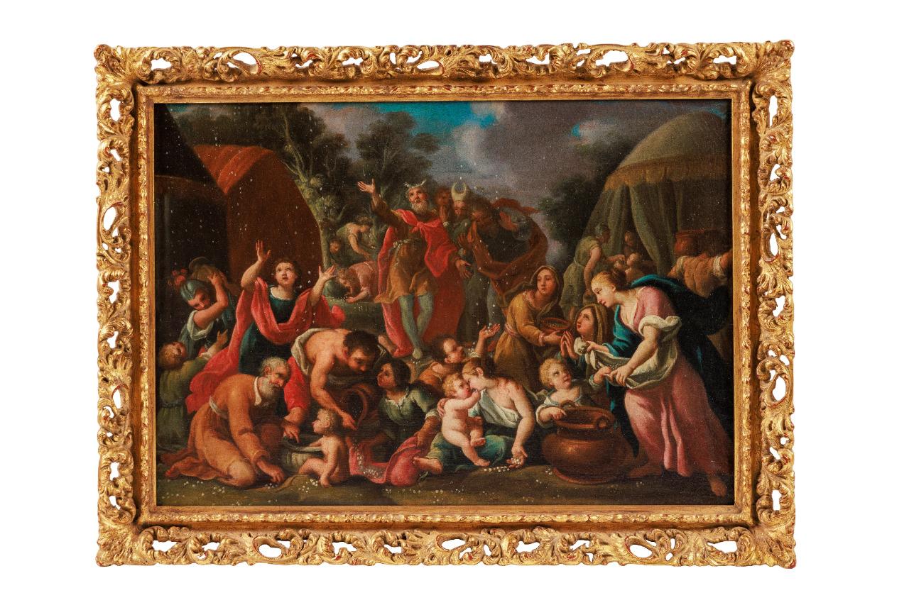 Unknown Portrait Painting - (Italian School, 17th Century) "Israelites Collecting Manna from Heaven" 