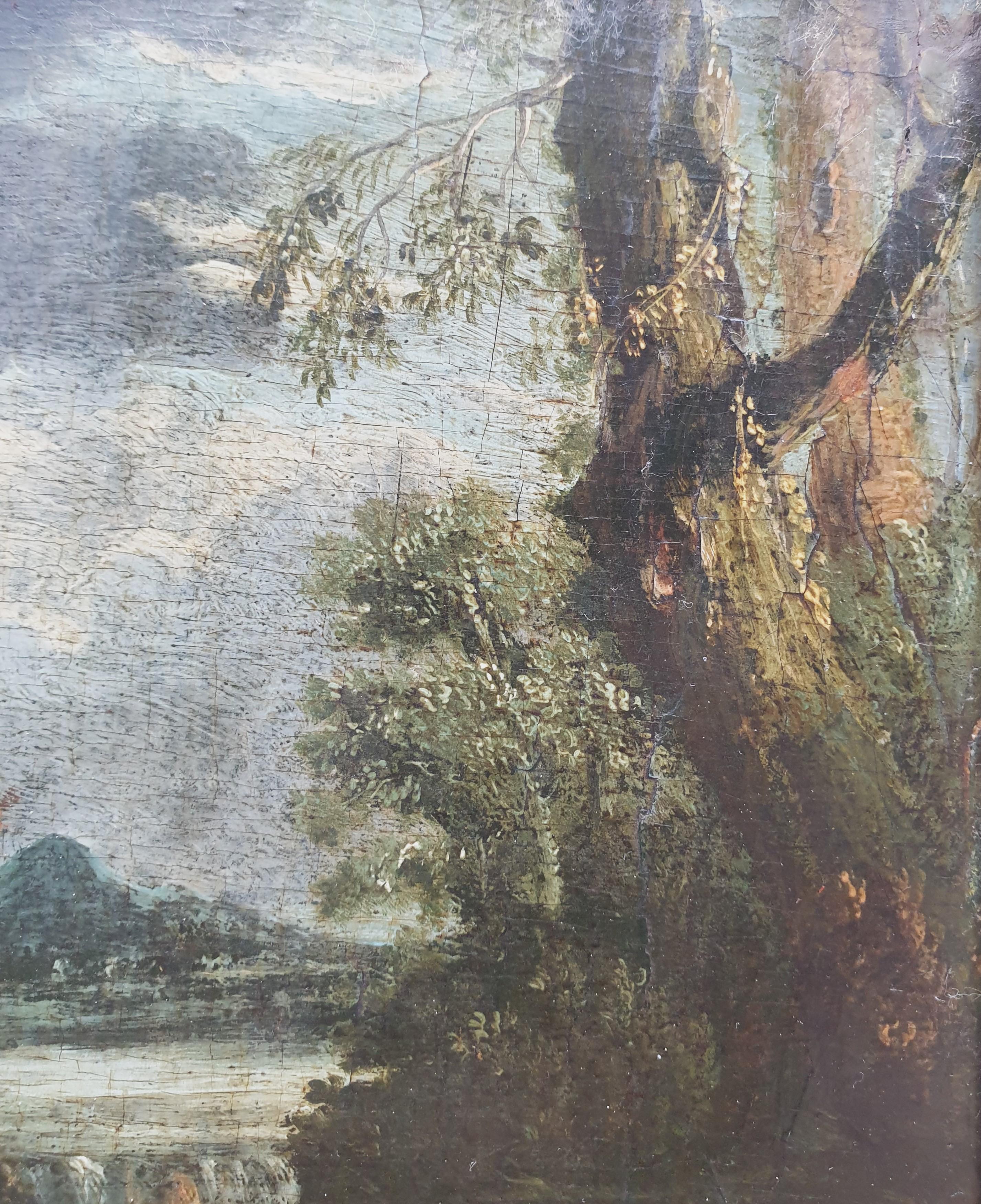 Scuola italiana 17° paesaggio classico fiume foresta 4