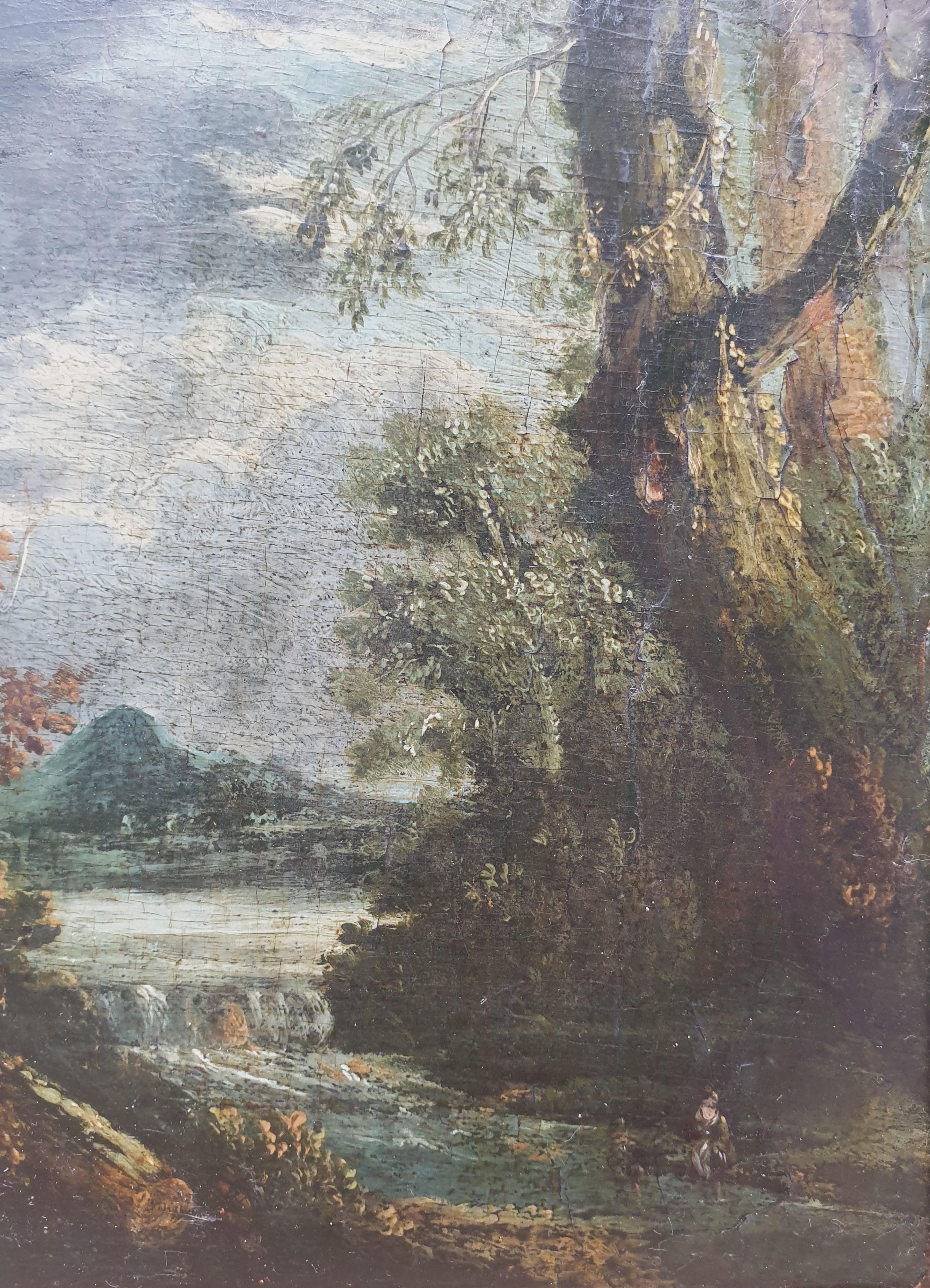 Scuola italiana 17° paesaggio classico fiume foresta 5