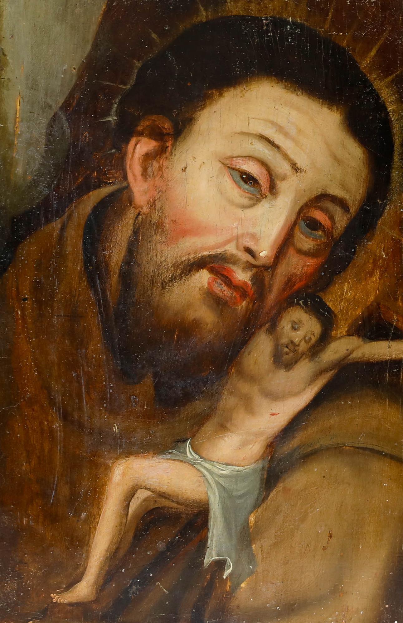 Huile de l'école italienne du 18ème siècle - Christ en croix, dévotion - Painting de Unknown