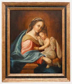 Scuola di italiano  Olio del XIX secolo - Madonna con bambino