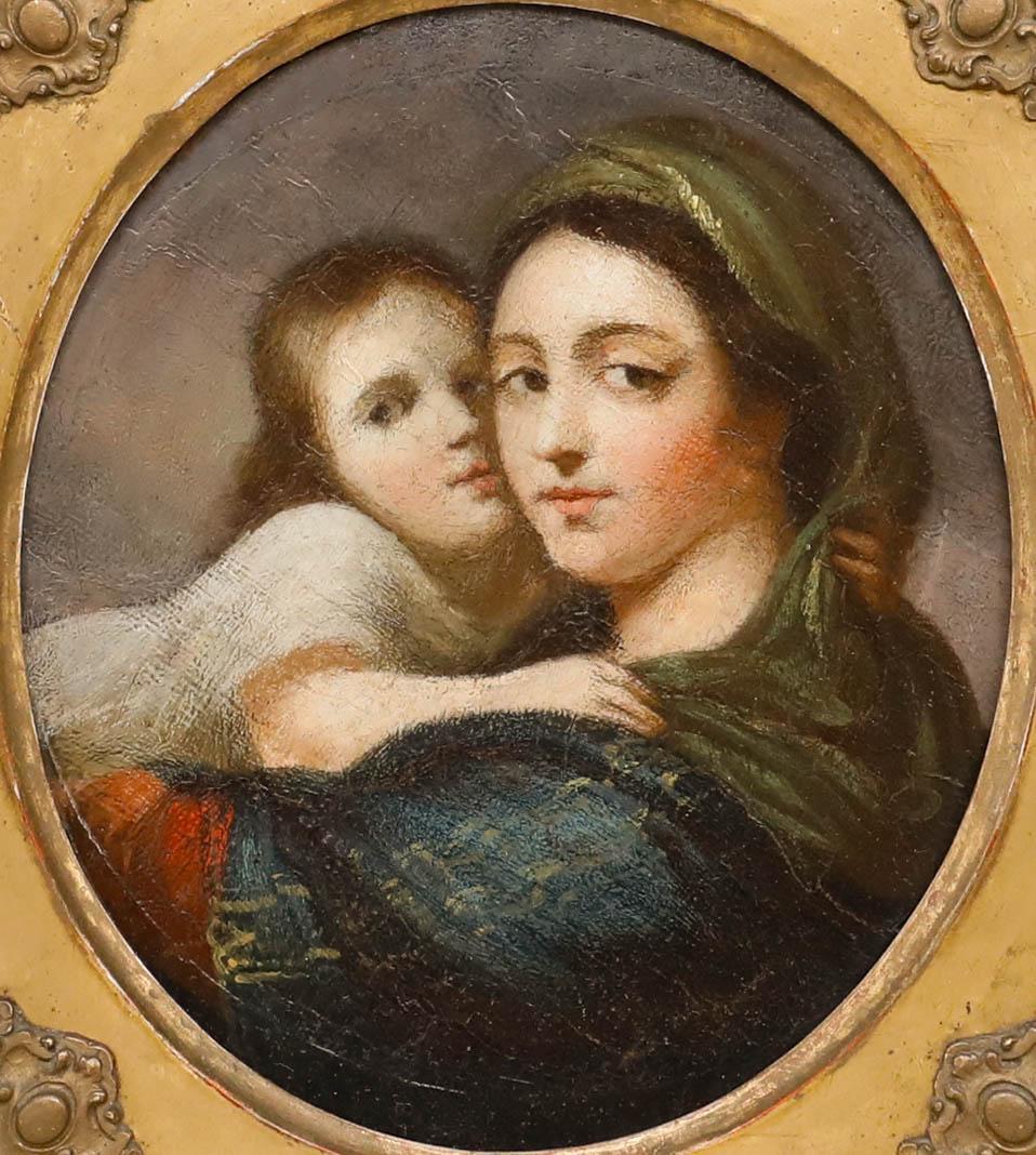 Óleo de la escuela italiana del siglo XIX - Madre e hijo - Painting de Unknown