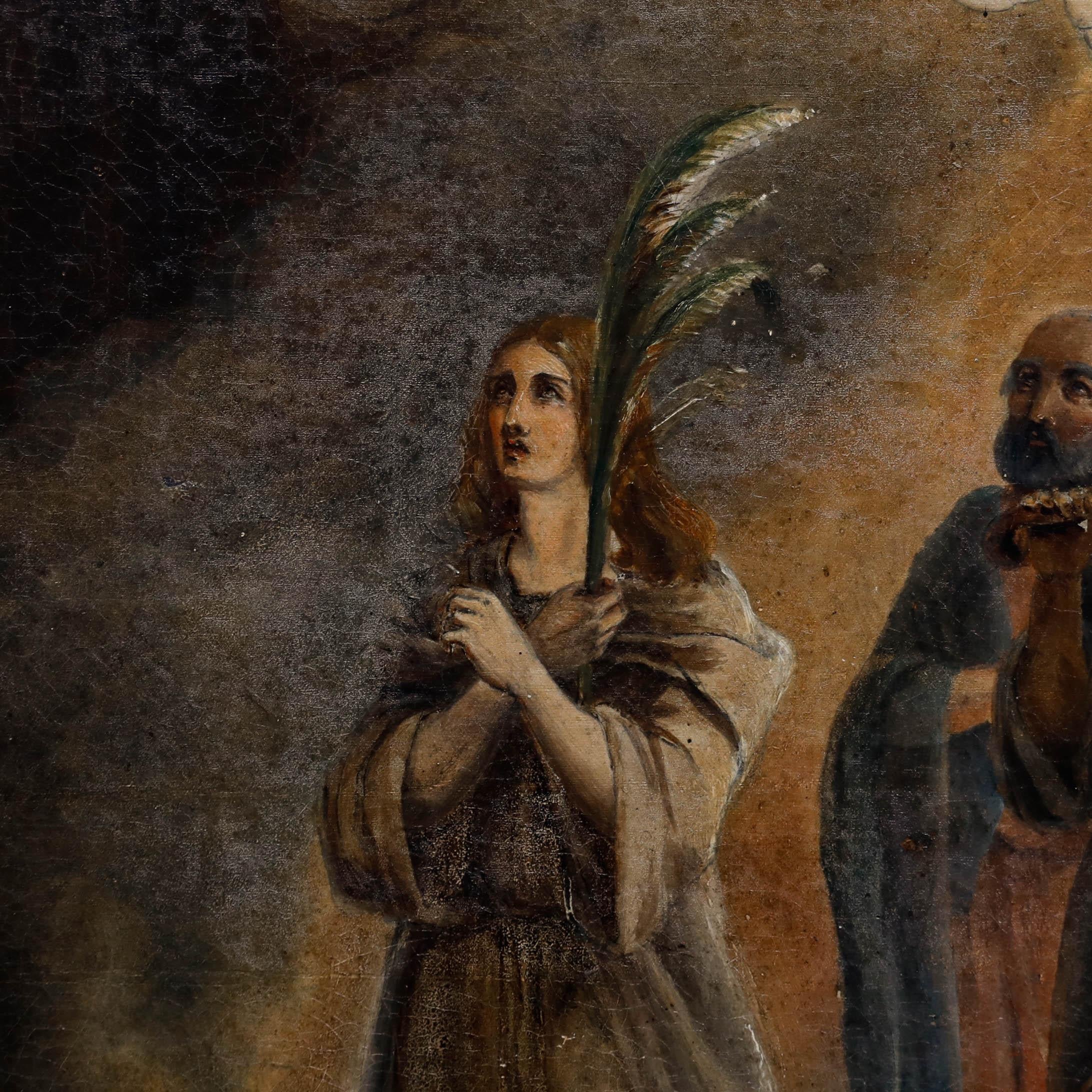 Olio di scuola italiana del XIX secolo - La Dormizione della Vergine Maria 1