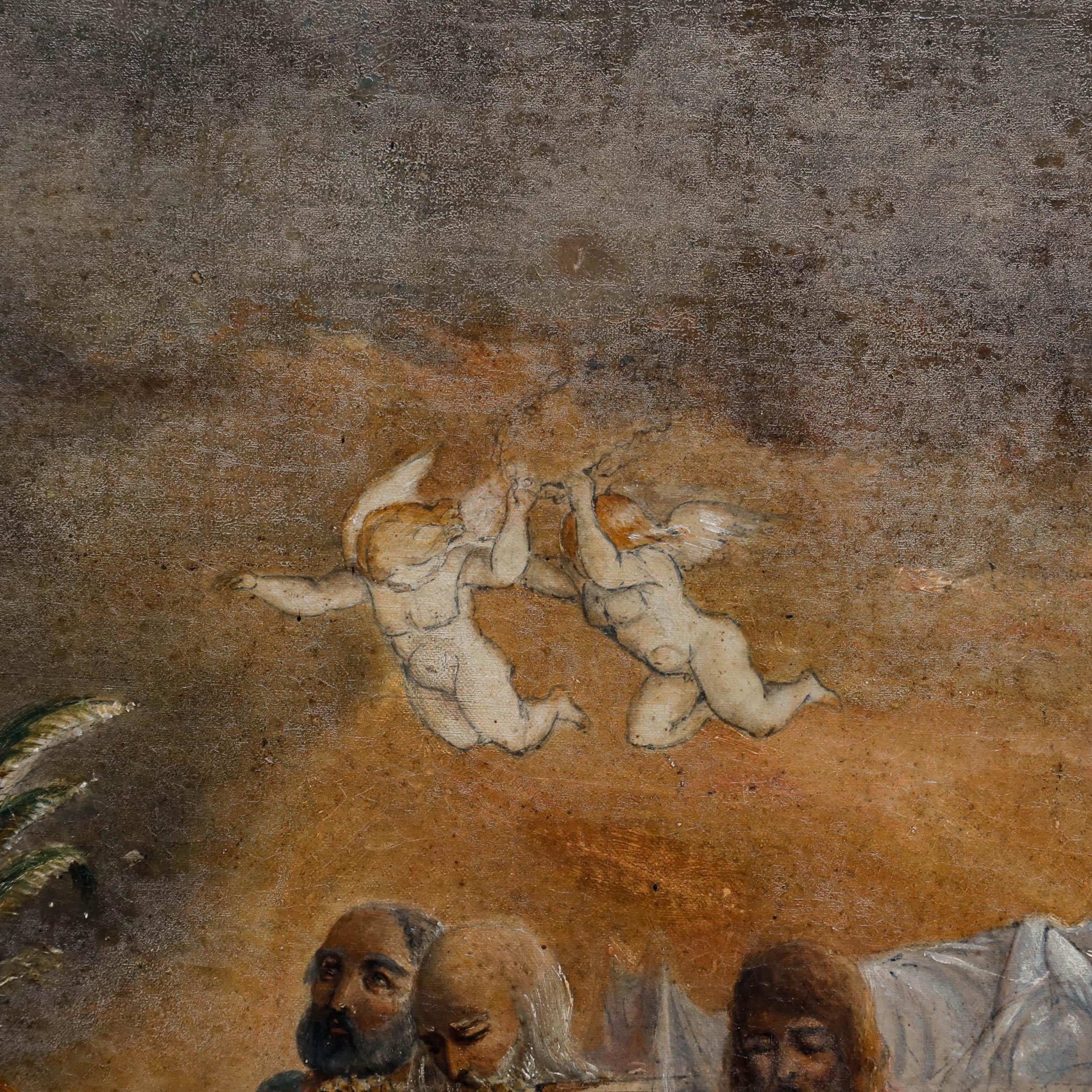 Olio di scuola italiana del XIX secolo - La Dormizione della Vergine Maria 2