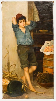 Italian School 19th Century Oil - The Fruit Seller