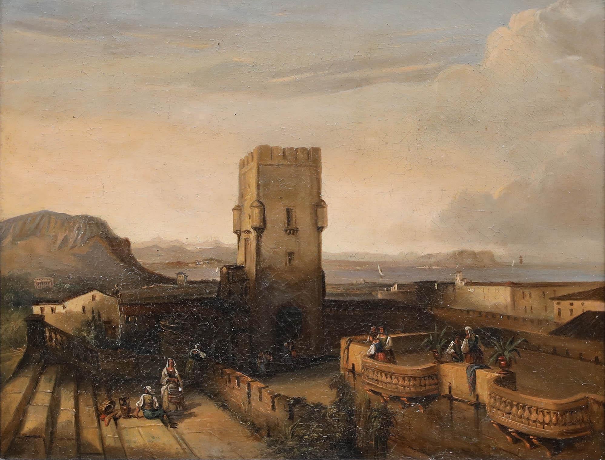 Italian School  19th Century Oil - The Tower - Painting by Unknown