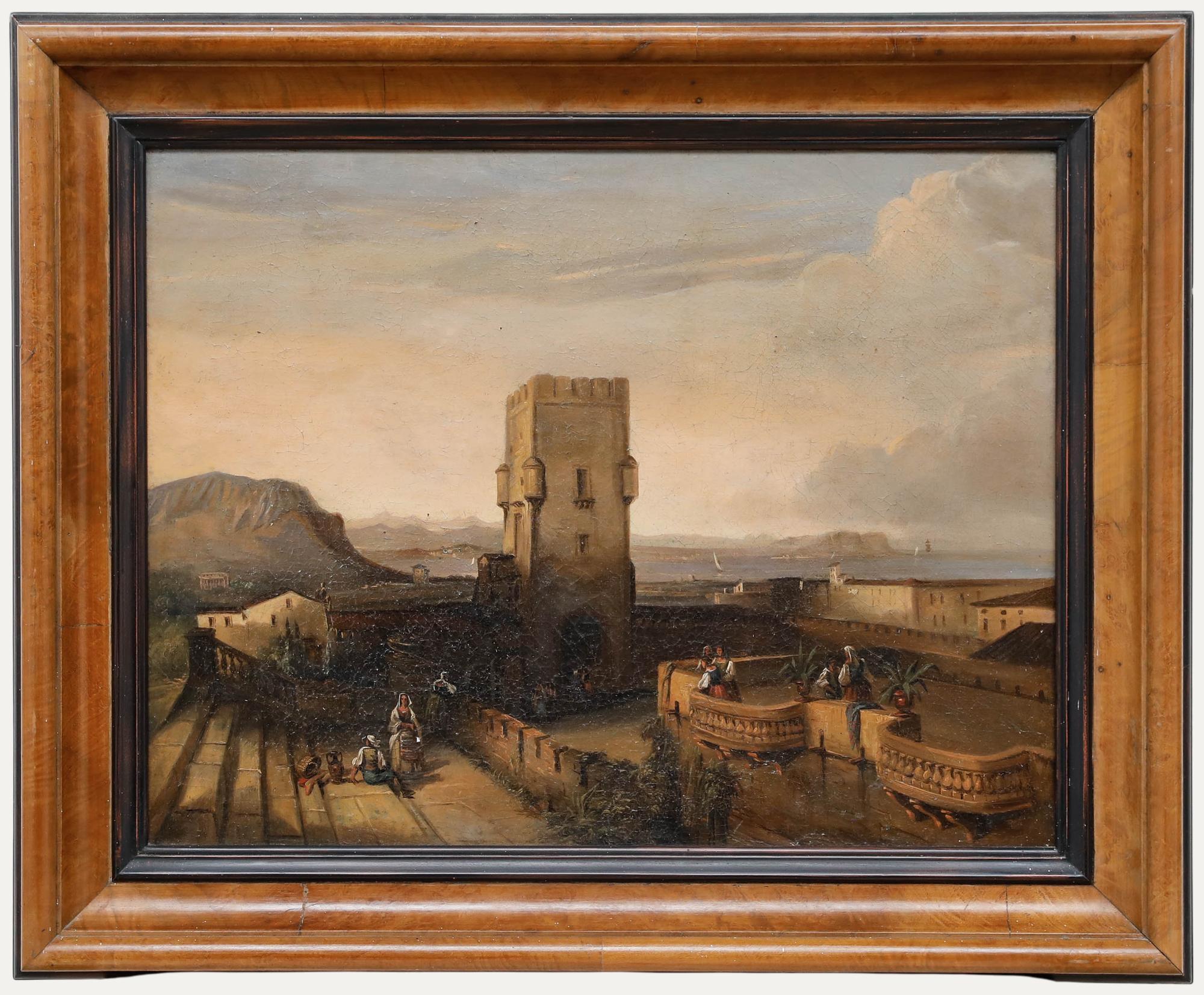 Unknown Landscape Painting - Italian School  19th Century Oil - The Tower