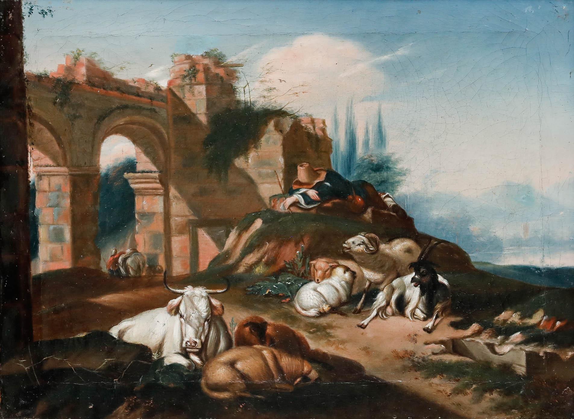 Italienische Schule um 1800 Öl - Der schlafende Shepherd – Painting von Unknown