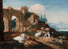 Italian School c.1800 Oil - The Sleeping Shepherd