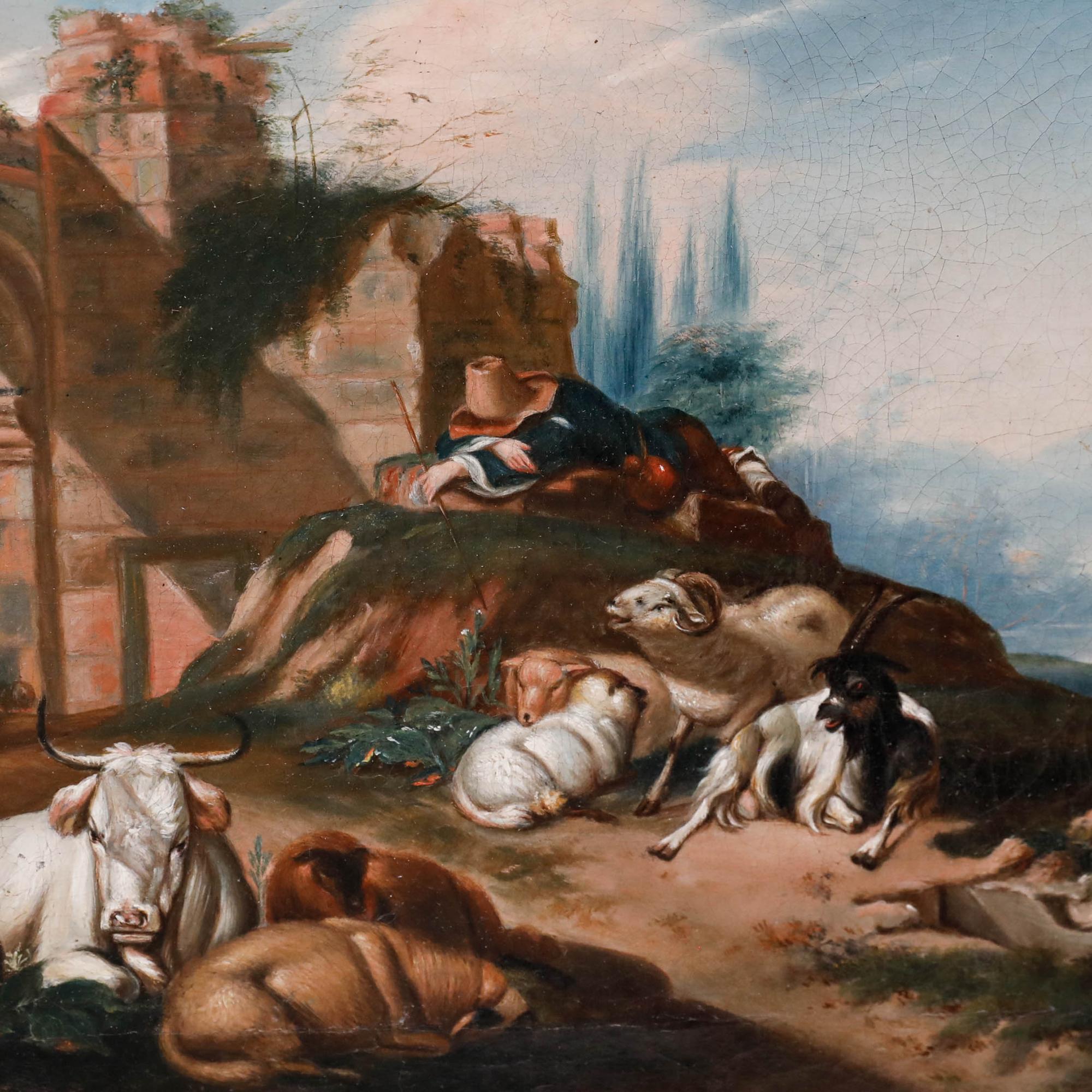 Italienische Schule um 1800 Öl - Der schlafende Shepherd im Angebot 1