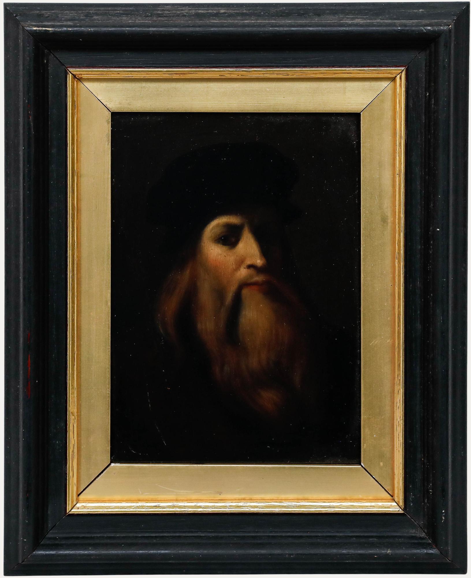 Italienische Schule Anfang des 20. Jahrhunderts Öl - Porträt von Leonardo da Vinci