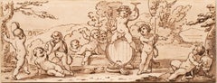 Antique Italian School Late 17th - Early 18th "Cherubs (B)" Pen drawing of Putti