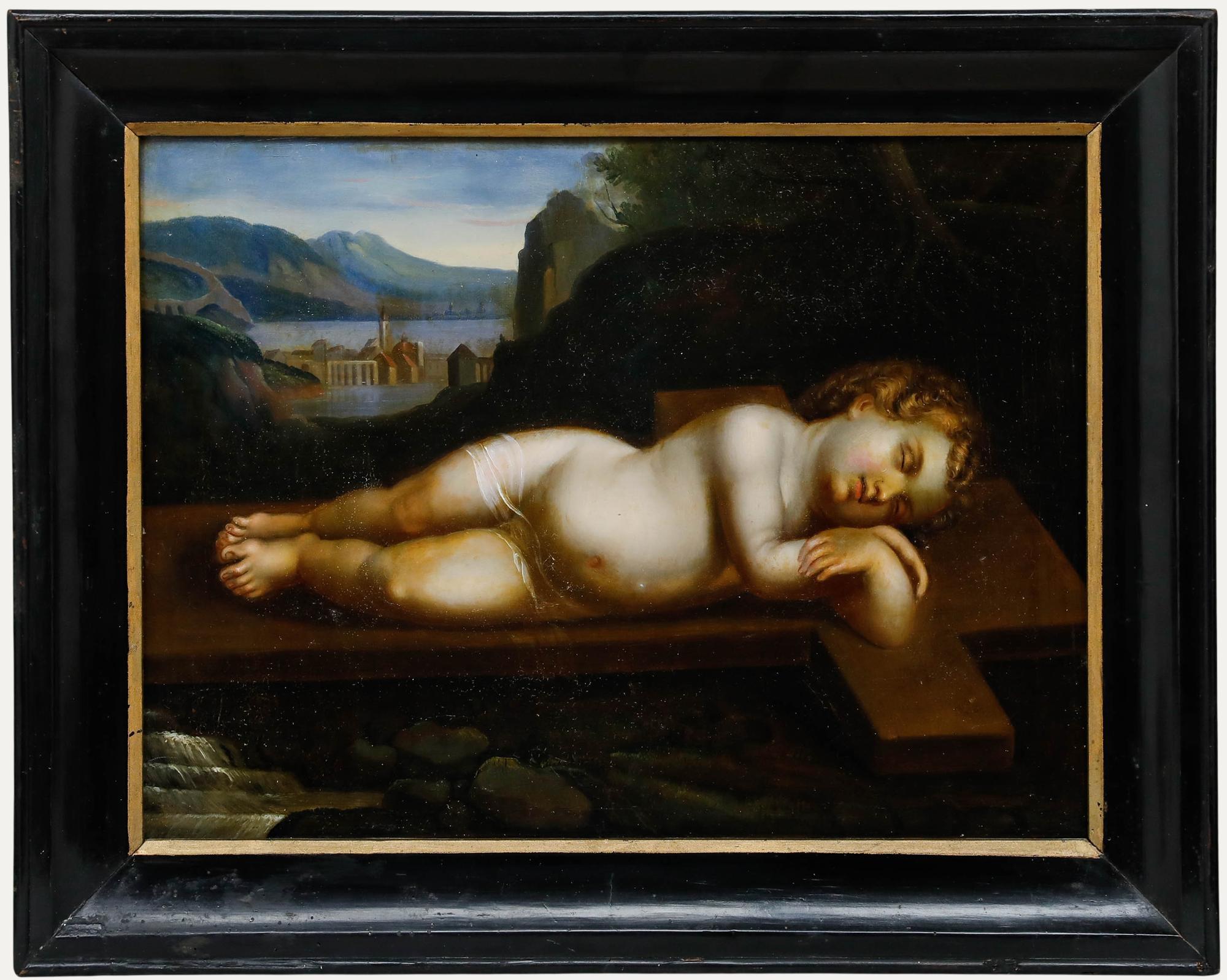 Unknown Figurative Painting - Italian School Late 19th Century Oil - Sleeping Christ Child