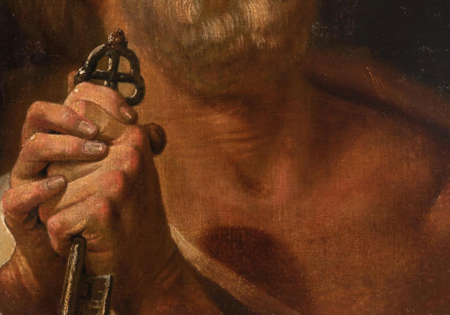 Italian School of 17th Century Portrait of St Peter With The Keys Of The Church  - Baroque Painting by Unknown