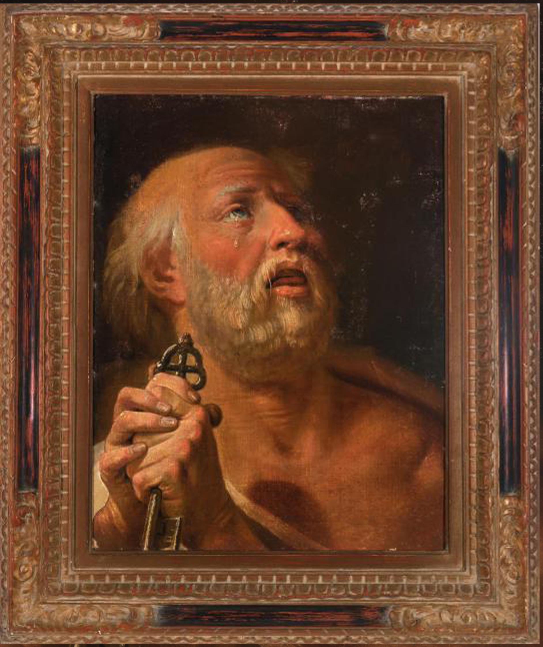 Unknown Figurative Painting - Italian School of 17th Century Portrait of St Peter With The Keys Of The Church 