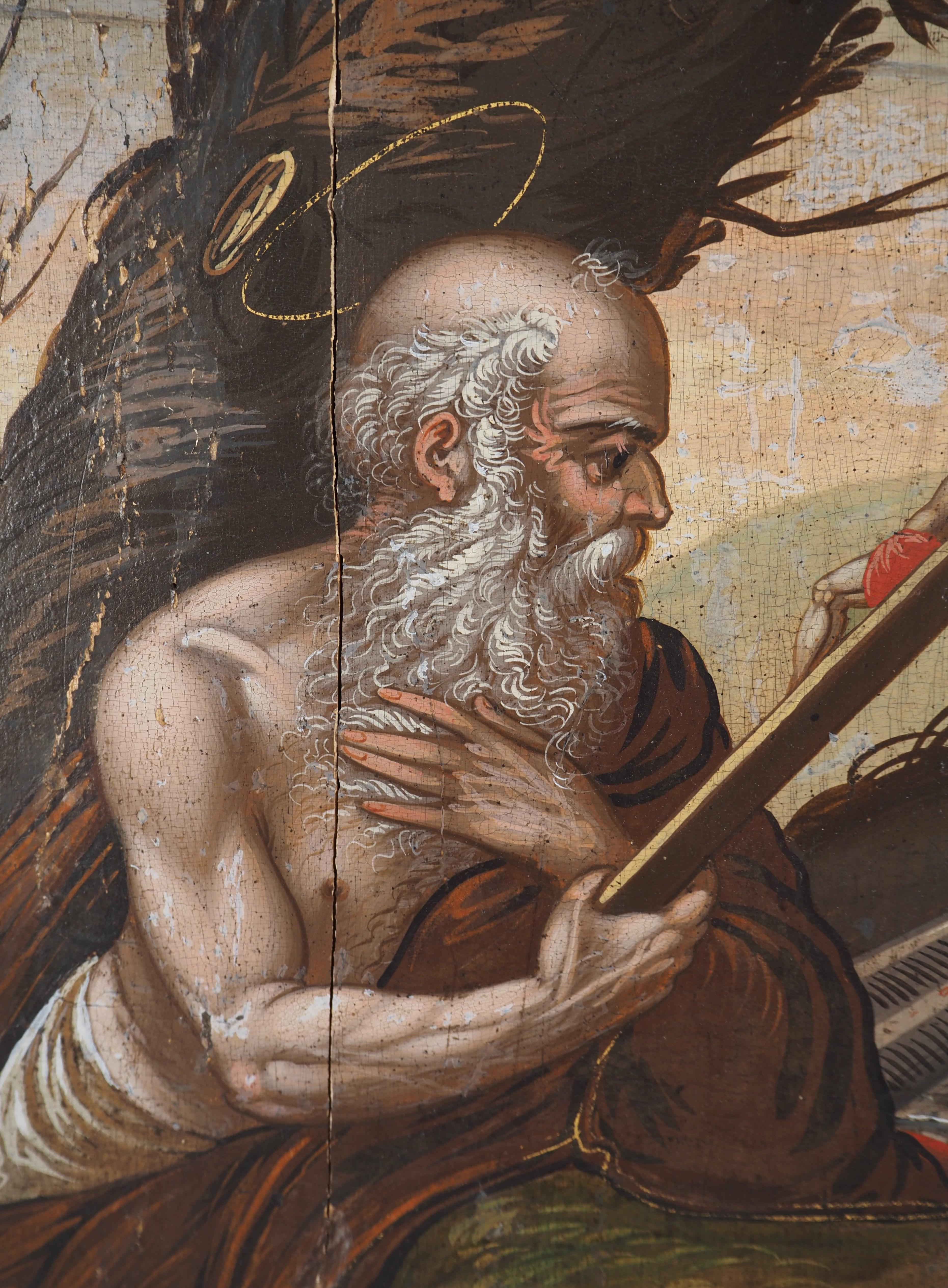 Escuela italiana del siglo XVII : San Jerónimo con un león - Pintura al óleo en venta 2