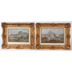 Antique Italian School Of The XIXth Signed P Meurant Pair Of Animated Mountainous