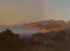 Antique Italian School Parnoramic View of Sorrento, inscribed and dated 1855