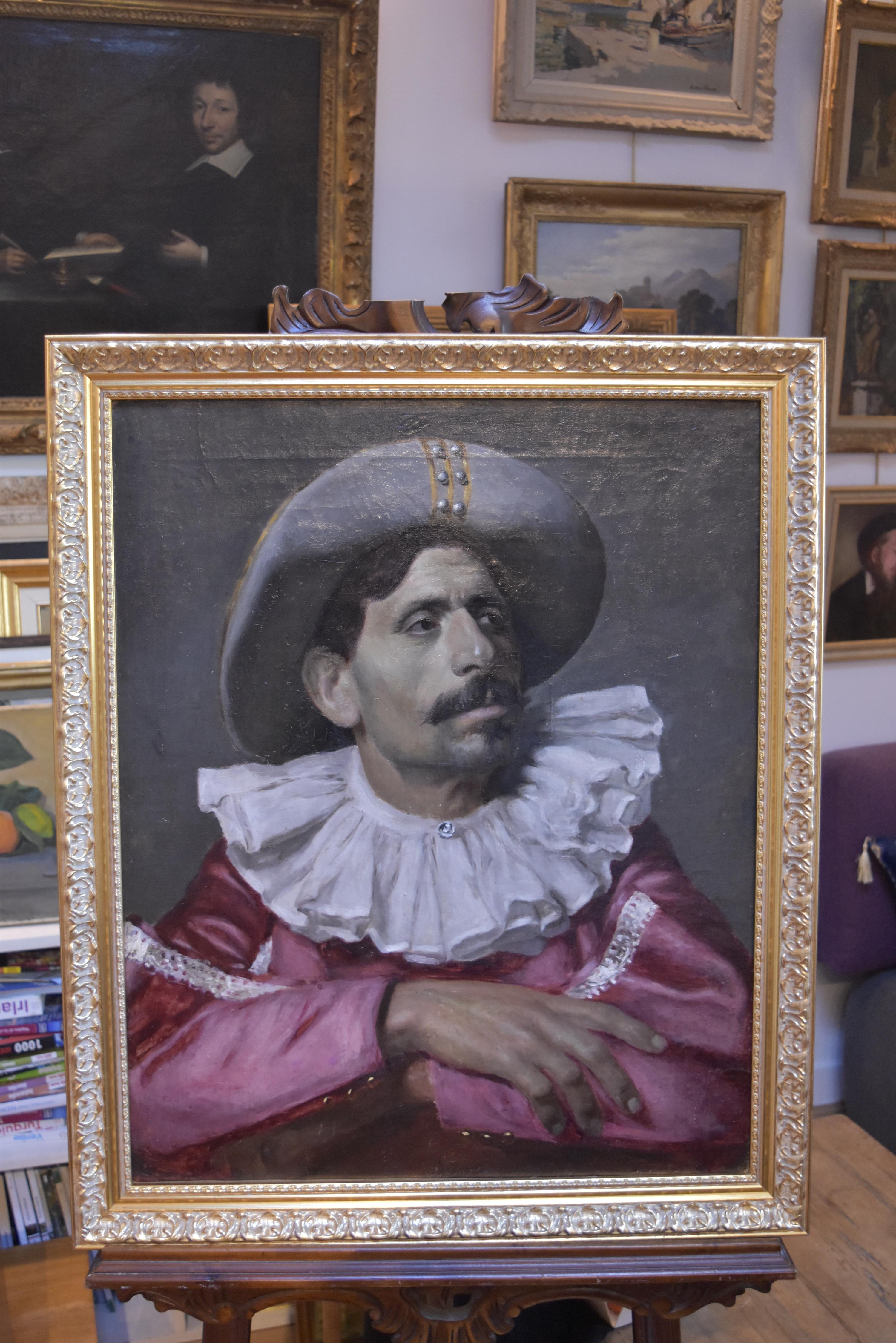 Italian School, Portrait of an actor dressed for the Commedia dell'arte, oil - Academic Painting by Unknown