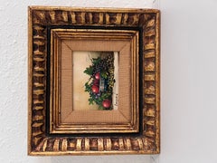 Italian School Small Vintage Oil Painting on board, Still Life, Fruits, Framed