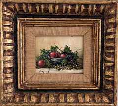Italian School Small Vintage Oil Painting on board, Still Life, Fruits, Framed