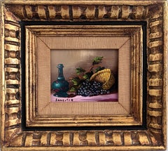 Italian School Small Vintage Oil Painting on board, Still Life, Fruits, Framed