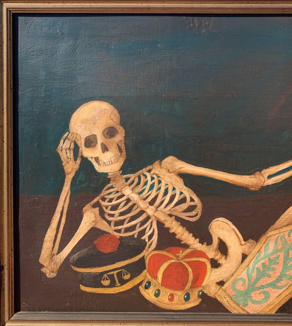 Italian painter (19th century) - Memento Mori.

43 x 67 cm without frame, 48.5 x 72.5 cm with frame.

Antique oil painting on wood, in a wooden frame.

Condition report: Original canvas. Good state of conservation of the pictorial surface, there are
