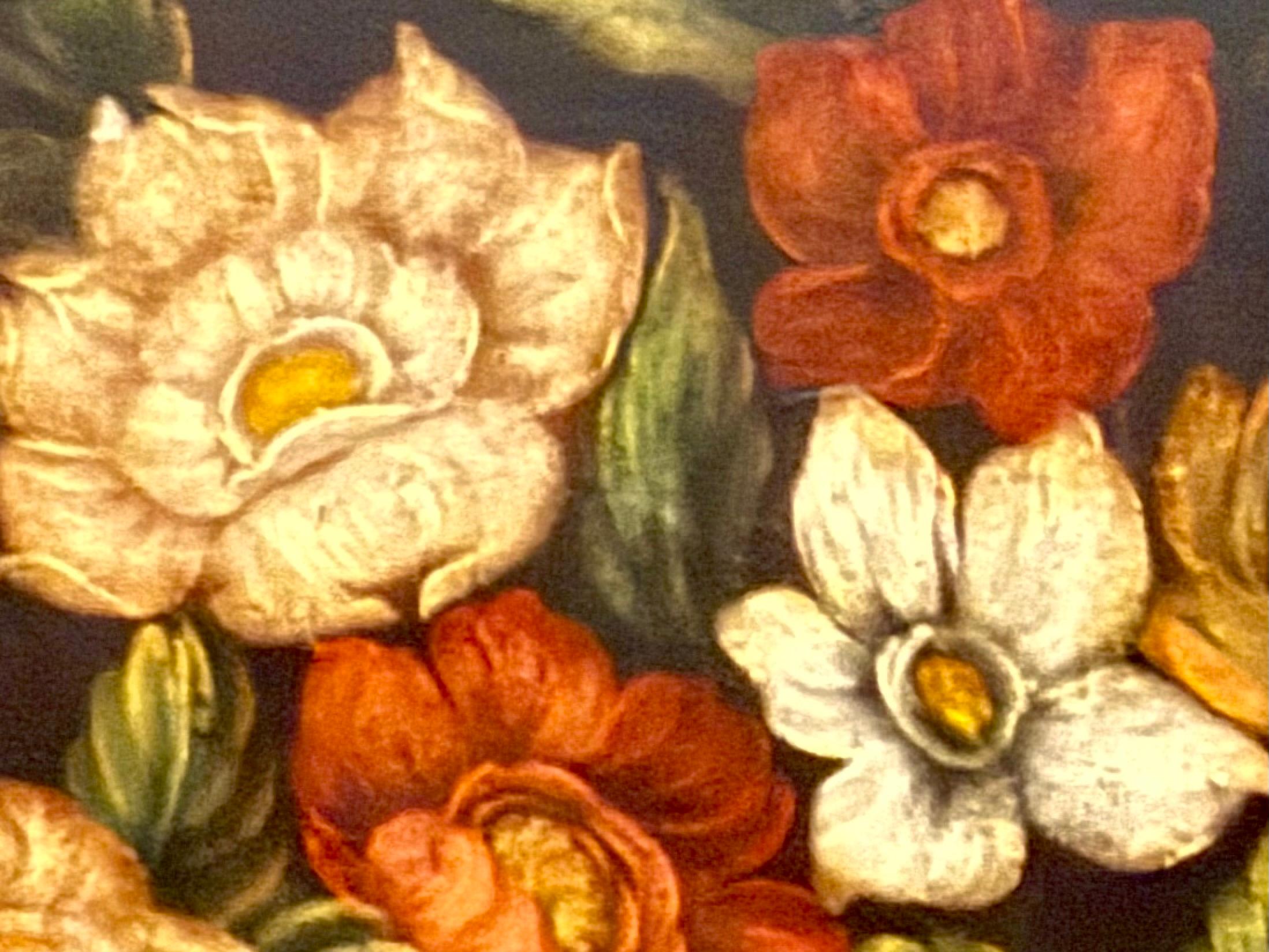 Grandes fleurs italiennes du 19e siècle avec paysage du Mont Vésuve en vente 8