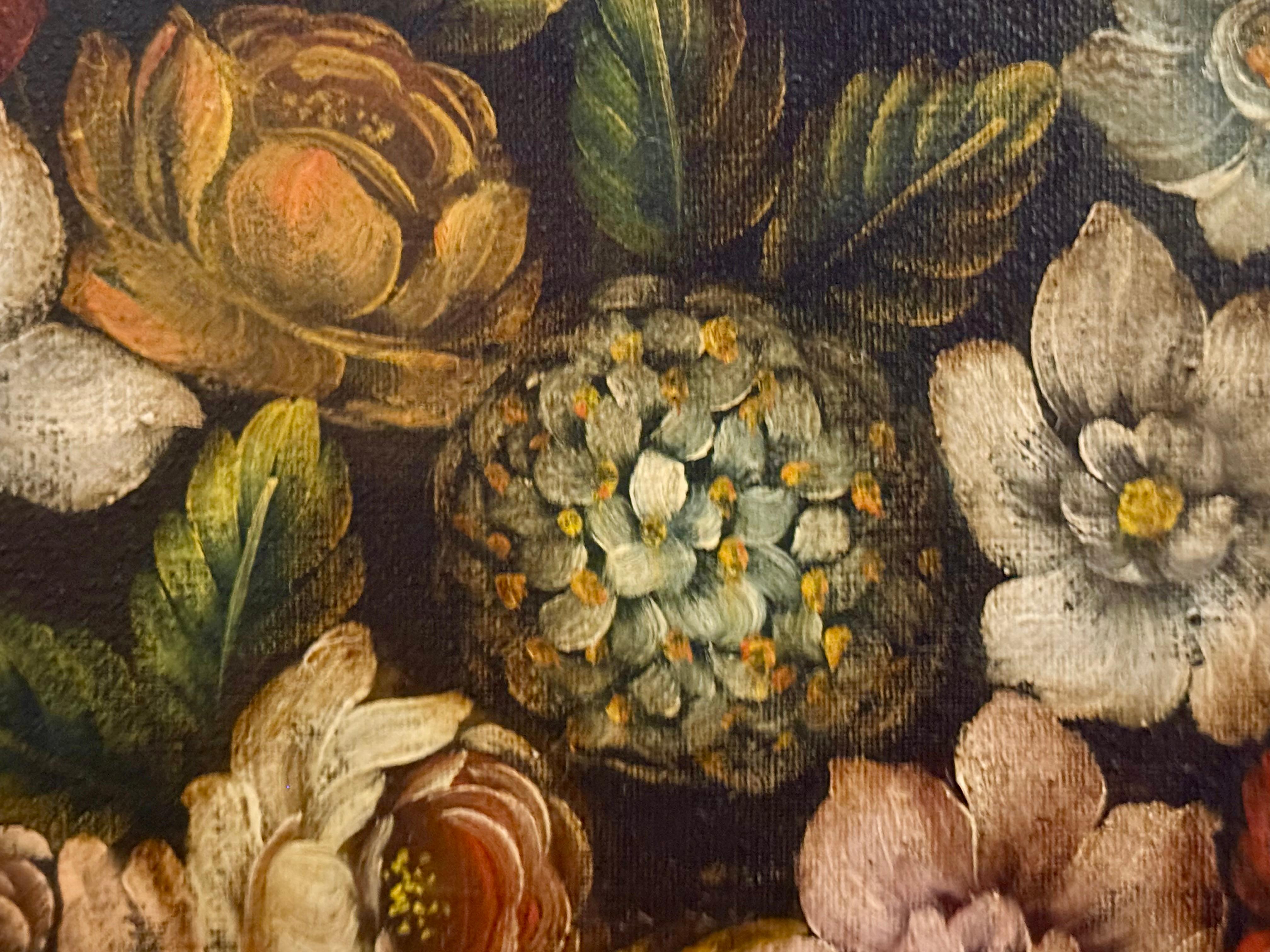 Grandes fleurs italiennes du 19e siècle avec paysage du Mont Vésuve en vente 2
