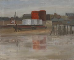 Ivor Johns (1924-1993) - Mid 20th Century Oil, Industrial Docks