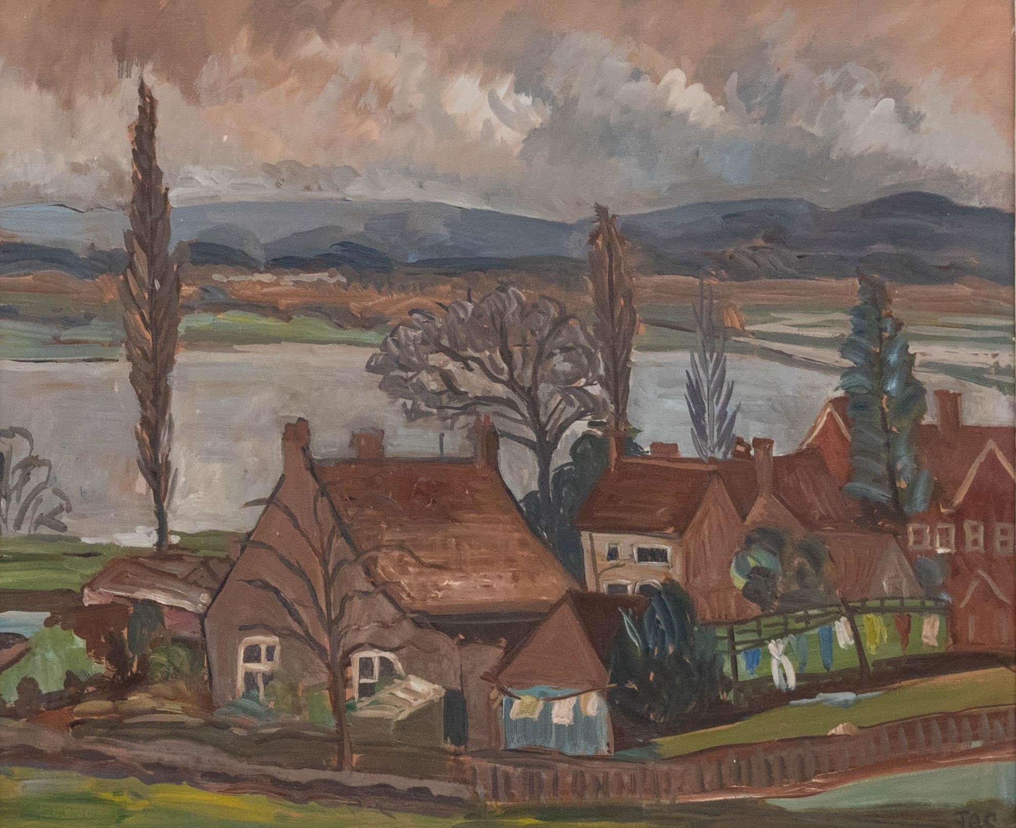 J. A.I.C.  - 1962 Öl, Aus dem Sommerhaus – Painting von Unknown