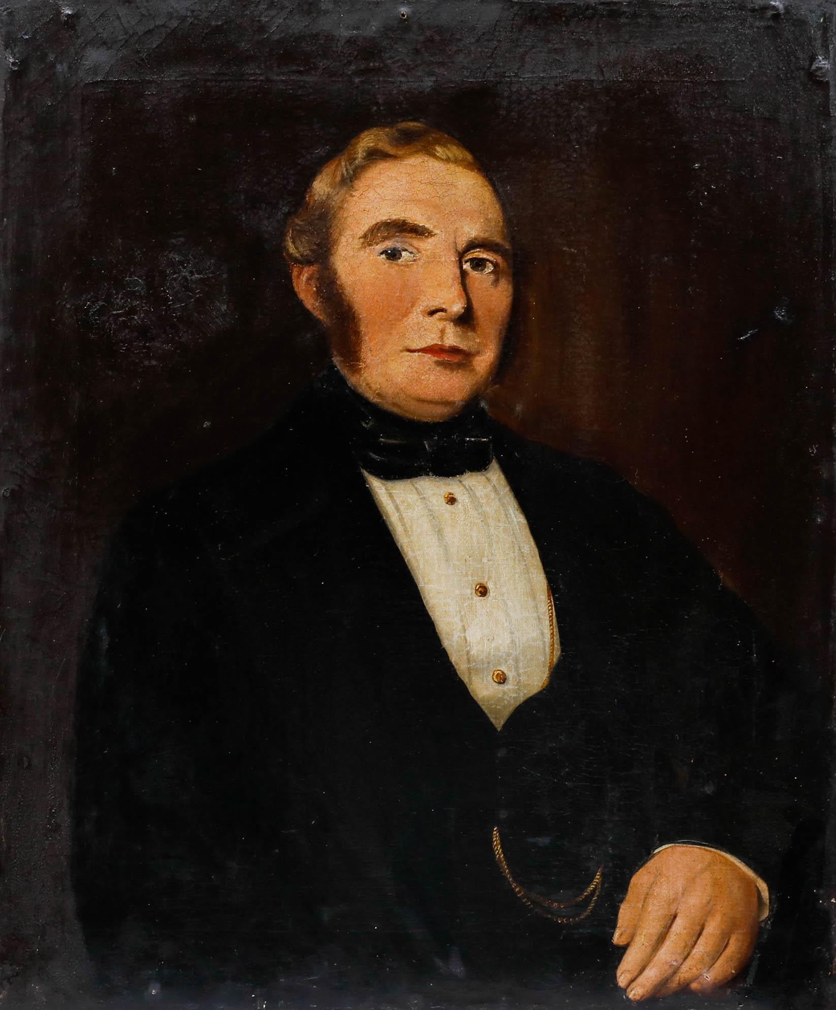 J. A. Giles – Ölgemälde, Porträt eines viktorianischen Gentleman aus der Mitte des 19. Jahrhunderts – Painting von Unknown
