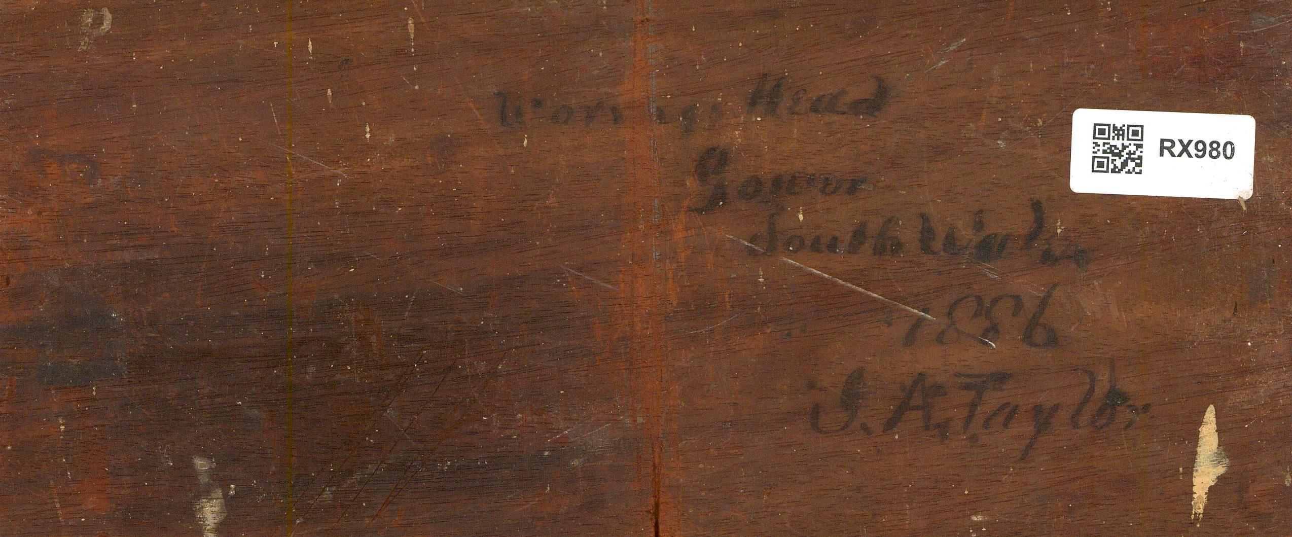 J. A. Taylor - Fin du 19e siècle Huile, Navires à Worm's Head - Painting de Unknown