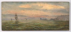 J. A. Taylor - Fin du 19e siècle Huile, Navires à Worm's Head