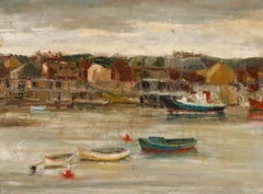 J. B. Z - Framed 20th Century Oil, Boats Moored in a Bay