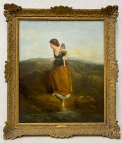 J. Barker "The Moorland Lassie" Original Oil Painting 19th C.