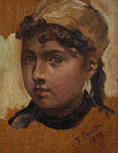 J. Benson - Framed 1897 Oil, Portrait of a Girl