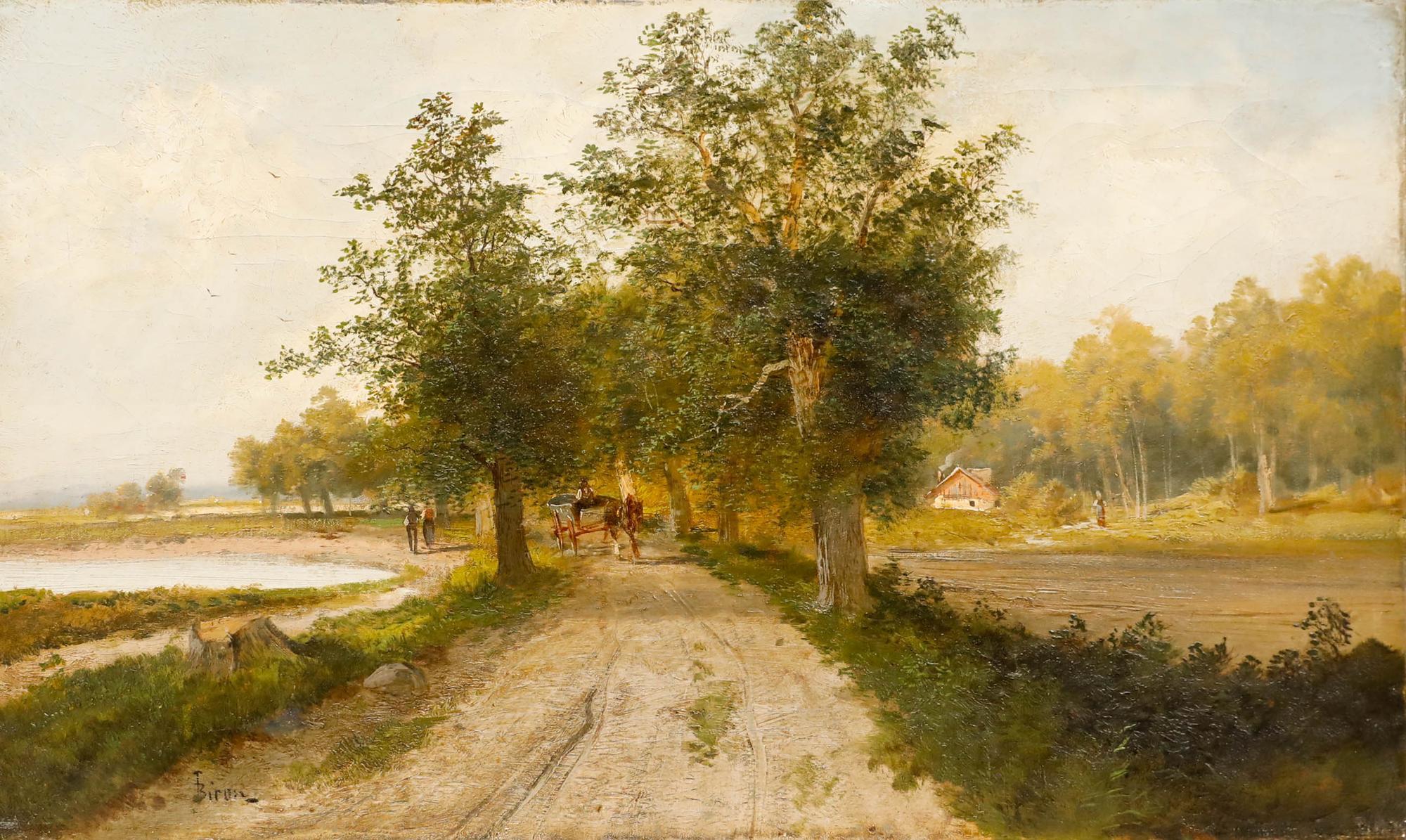 J. Biron - Holländische Schule Anfang 20. Jahrhundert Öl, Pferd und Wagen – Painting von Unknown