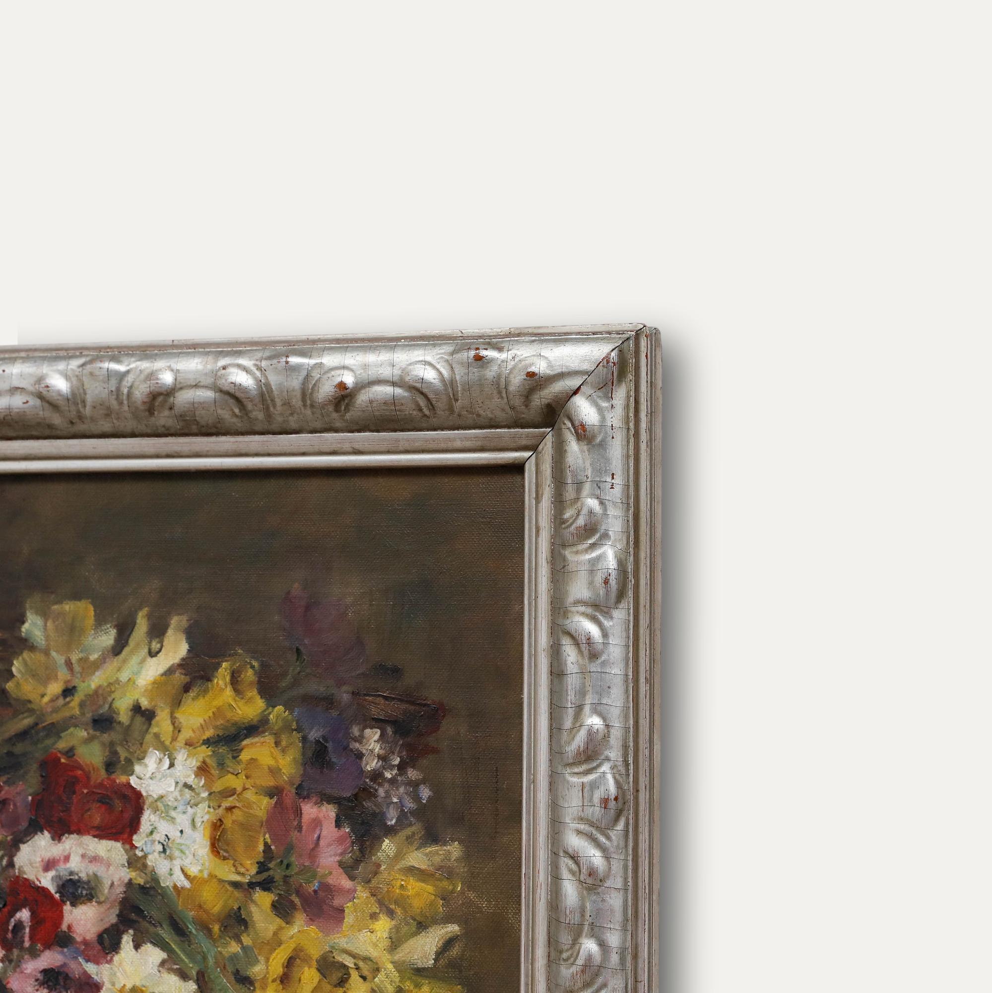 J. Bischoff-Burkart  - Early 20th Century Oil, Spring Bouquet with Daffodils For Sale 1