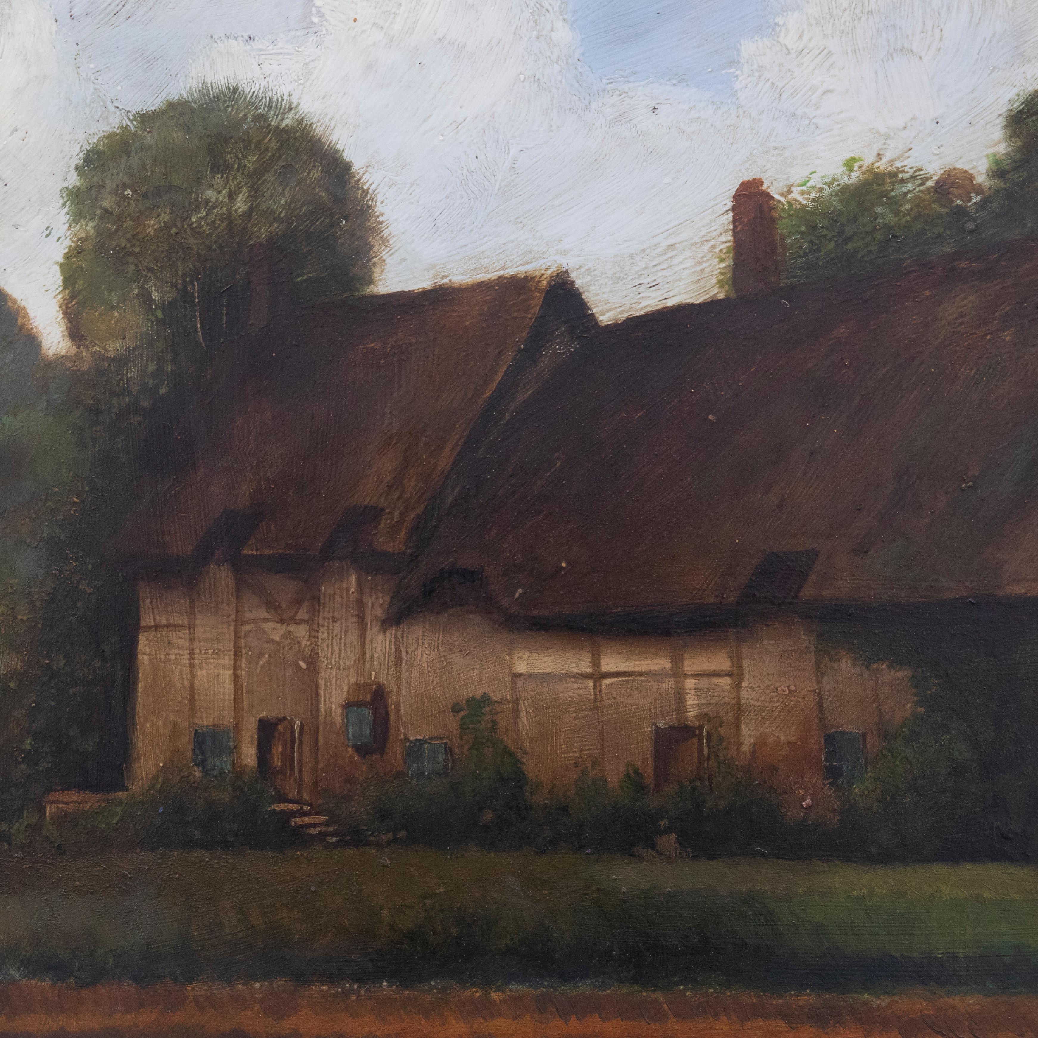 J. Boon - Framed Mid 20th Century Oil, Thatched Cottage Scene For Sale 1