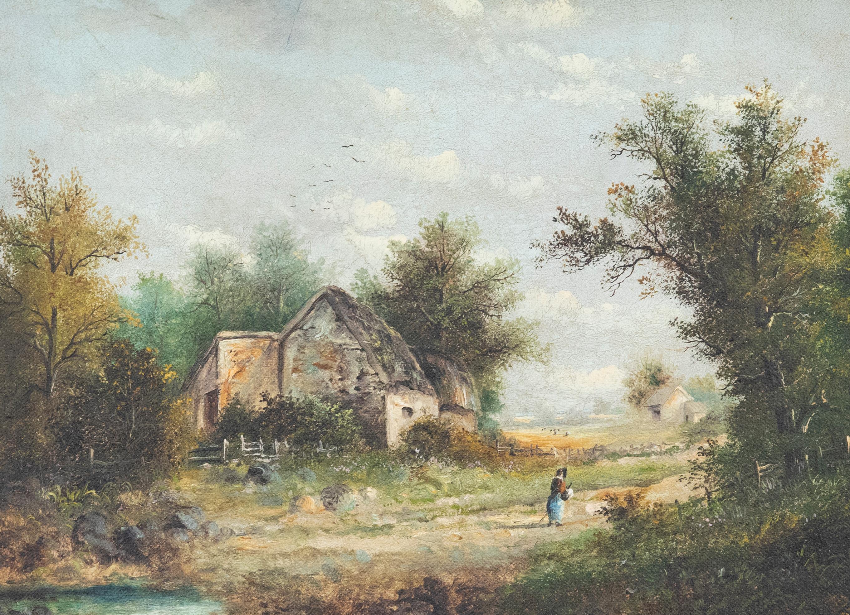 J. Brooker  - 1885 Olio, Snitterfield vicino a Warwick - Painting di Unknown