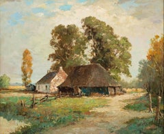 J. Clement - Framed Mid 20th Century Oil, A Rural Farmstead
