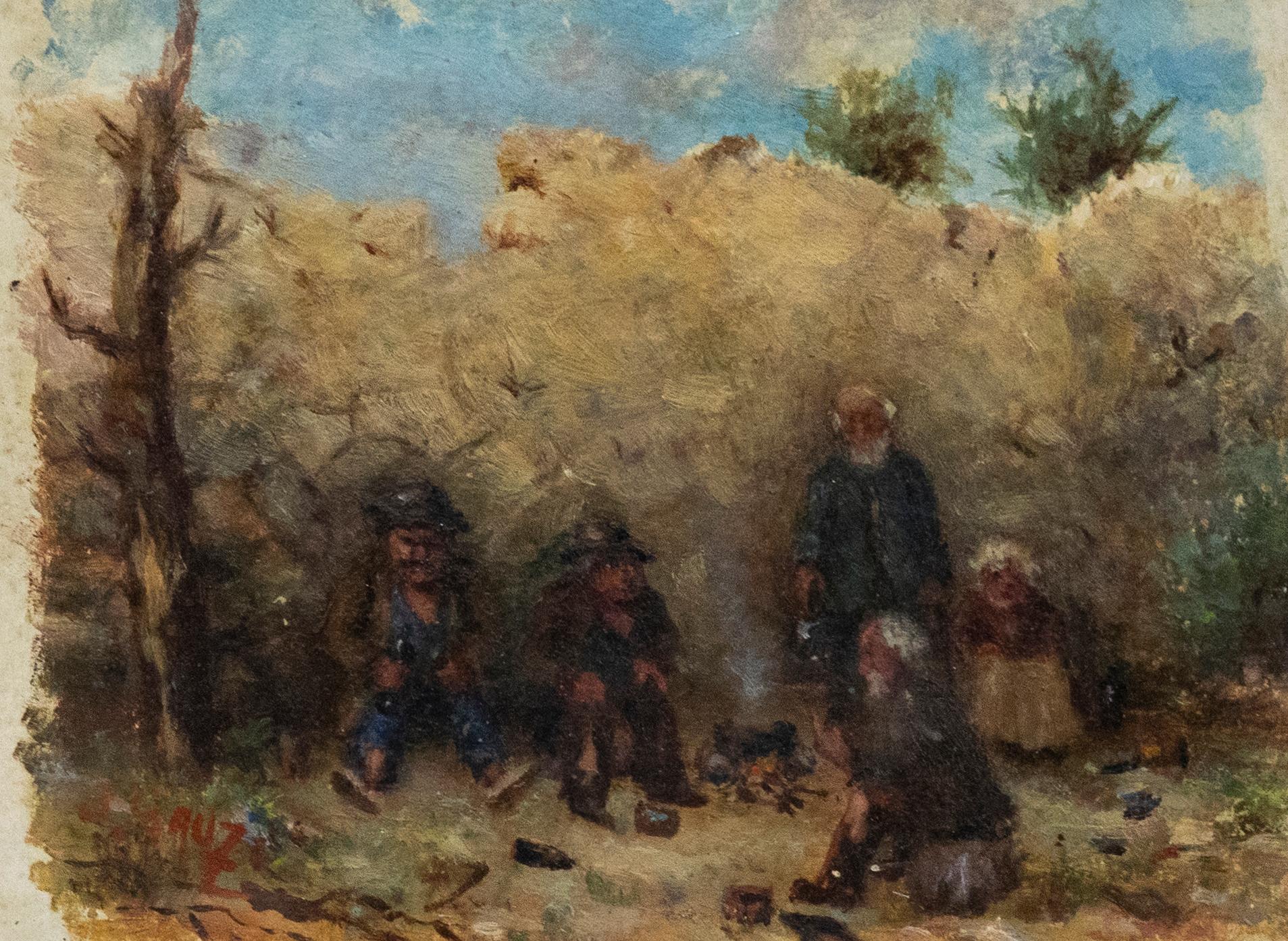 J. Cruzi - Late 19th Century Oil, Street Beggars - Painting by Unknown