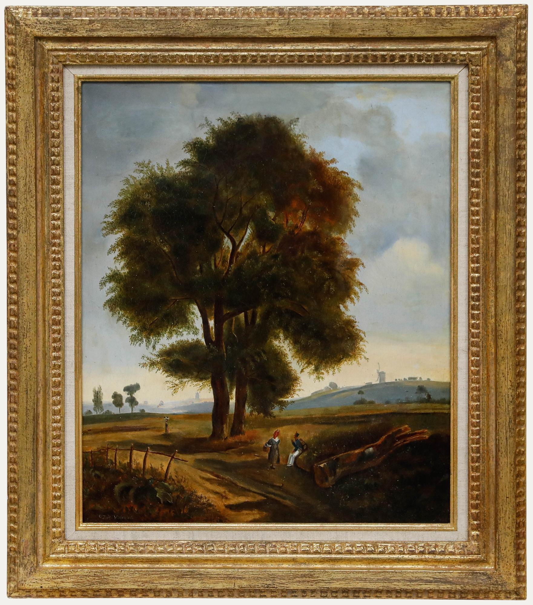 J. de Valmont - Framed 19th Century Oil, A Displaced Soldier
